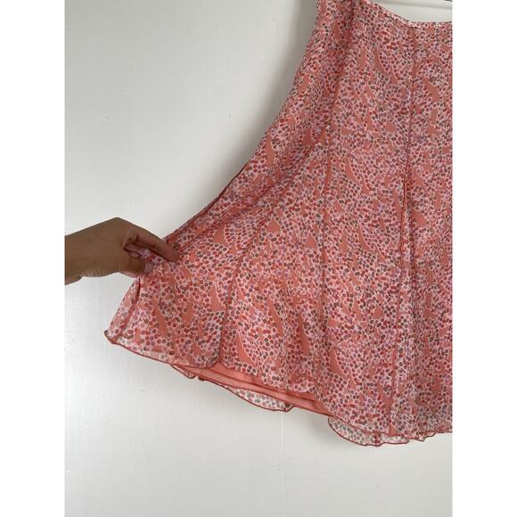 Y2K Dot Midi Skirt Pink Sheer Layered Lined Size 12 Coquette Dainty Ballet - Picture 4 of 11